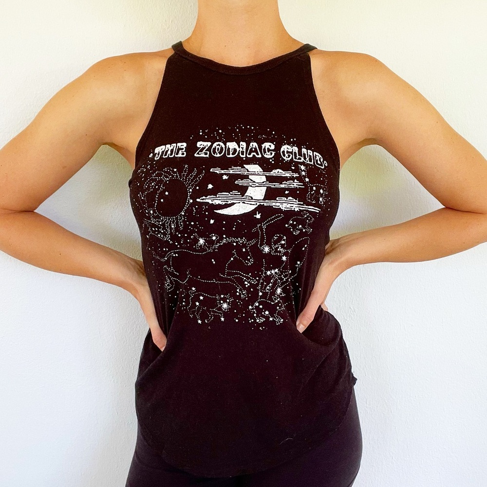 T Bar x Cotton On black celestial zodiac club tank size XS